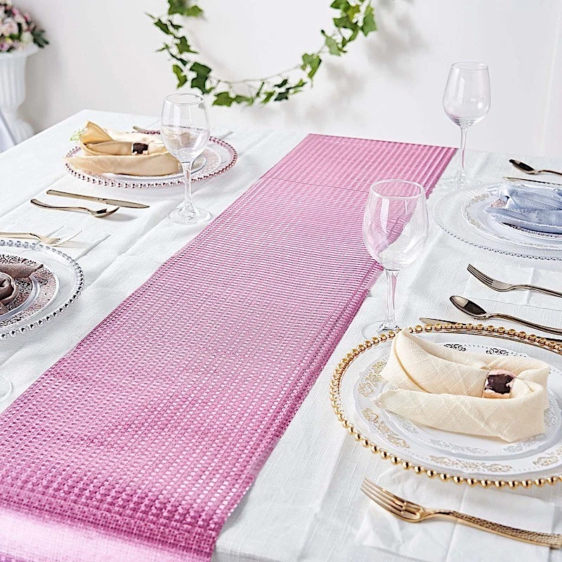 ROSE GOLD 12x108" Glitter Paper Disposable Table Runner CIRCLE DESIGN Supplies - Image 3 of 4