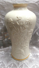 Vtg LENOX Made in USA 10" H Porcelain Enamel MING Floral Vase 24K Gold Trims