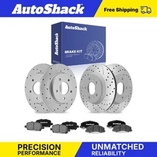 Front Rear Drilled Slotted Brake Rotors Ceramic Pads for Chevy Impala 3.6L