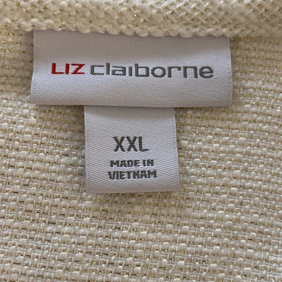 Pullover Liz Claiborne Texturizado Tweed Mujer Talla XXL Marfil Con Brillo Dorado Foto 4 de 4