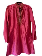 Men s Maroon Fuscia Silk Kurta Embroidered