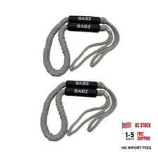 Premium Bungee Boat Dock Line, 4-5.5 Feet, 2 Pack, Grey