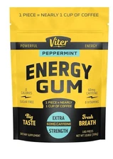 Viter Energy Gum Peppermint Vitamin B3 B6 B9 B12 Caffeinated 180 Pcs Sugarfree