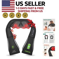 Cordless Shiatsu Neck Shoulder Massager with Heat Portable Back Massage Pillow
