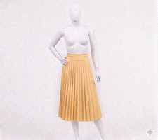 Vintage Talbots Pleated Skirt Size 12 Pastel Yellow Cream Made in USA Midi A-Lin