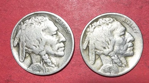 1920 & 1923 US Buffalo Nickels! "Philadelphia" Mint! Both FINE! Old US Coins!