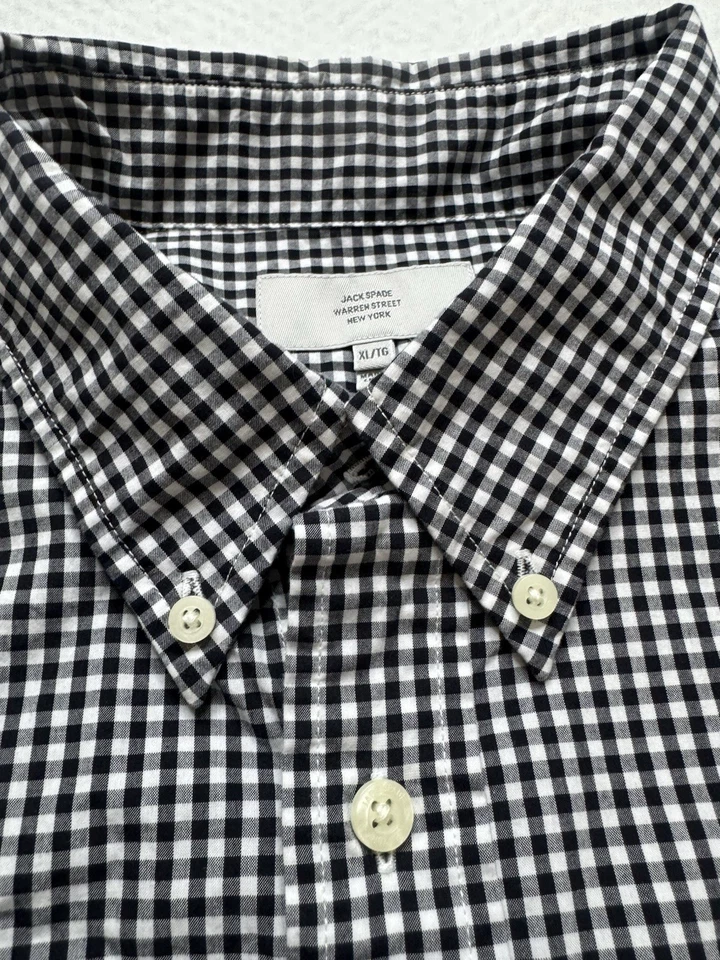 Jack Spade Button Down Shirt Men XL Bleeker Street Black White Gingham Plaid - Image 4 of 4