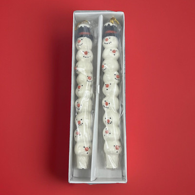 Department 56 Snowman Taper Candles 11'' Stacked Snowmen Head 2 pack White Pair