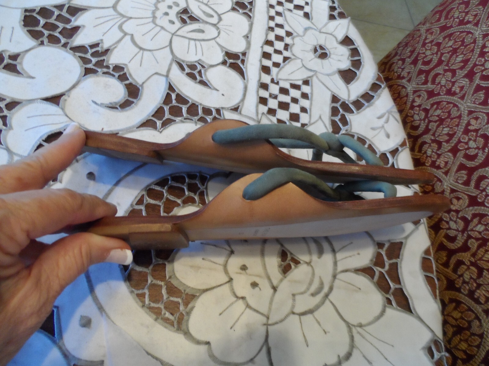 FILA Sandali The Row Sage pelle scamosciata verde perizoma nodo piatto taglia 35