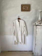 Antique Night Shirt Chemise White Nightgown Undergarment 1880s Linen Shirt