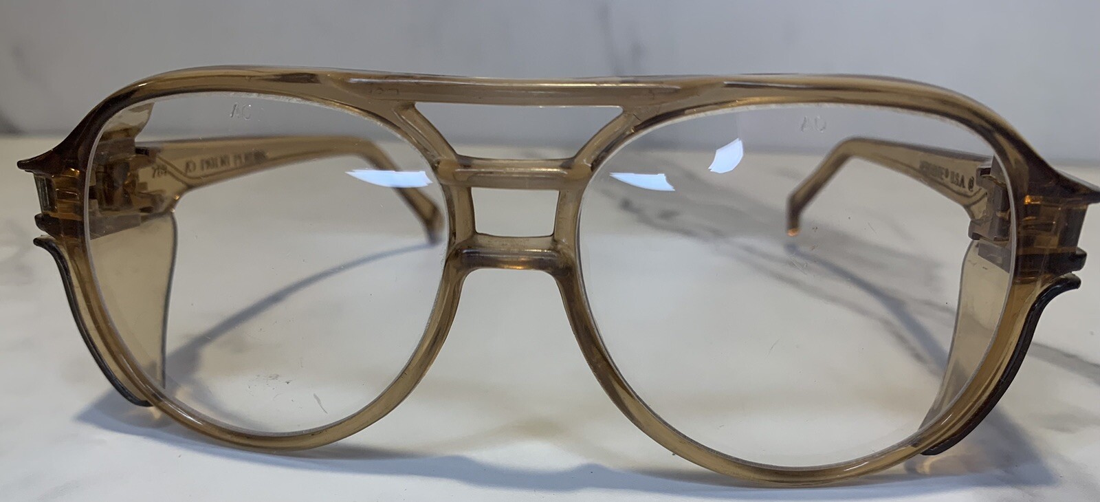 Vintage Safety Glasses American Optical AO Aerosite 5 3/4 Z87 Tan/Beige