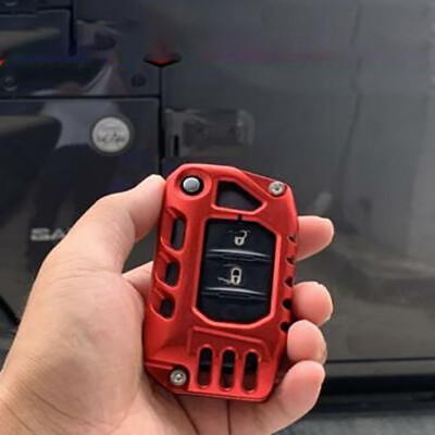 Key Fob Cover Case Protector Shell Trim Decor Red For Jeep Wrangler JL JT 2018+