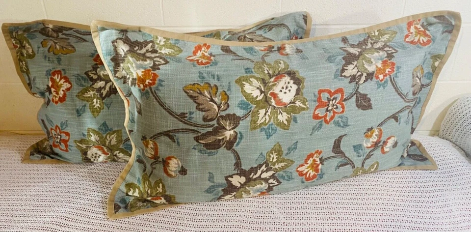 Linden Street 2 fundas King menta/verde azulado floral material texturizado reversible Foto 2 de 4