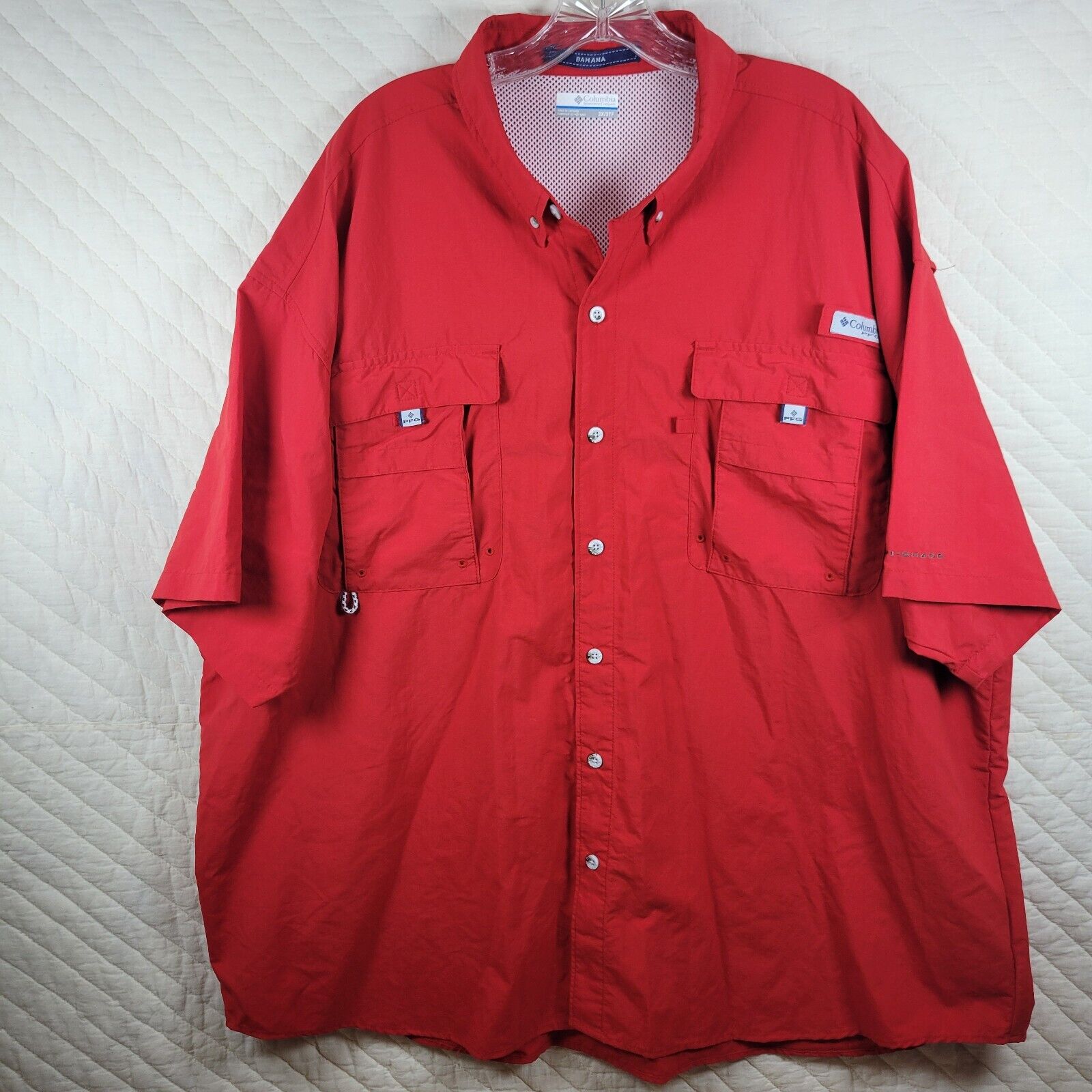 Columbia Shirt Men 3X Red Bahama PFG Omni Shade Fishing Outdoor Button Up Vented