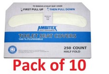 Ambitex TSC2500 Disposable Toilet Seat Covers Flushable 250 count Pack of 10 