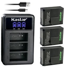 Kastar AHDBT-302 301 Battery 3-Pack + Triple USB Charger for GoPro HERO3 HERO3+