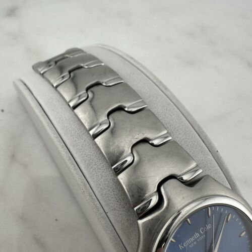 Kenneth Cole Watch Men 35mm Silver Tone Blue Dial Date KC3193 New Battery 6.5” - Picture 7 of 19