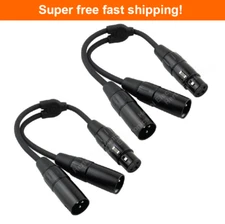 New 2 Pack Pig Hog Solutions PY-XF2XM - 6" Y Splitter Cable, XLR(F)-DUAL XLR(M)