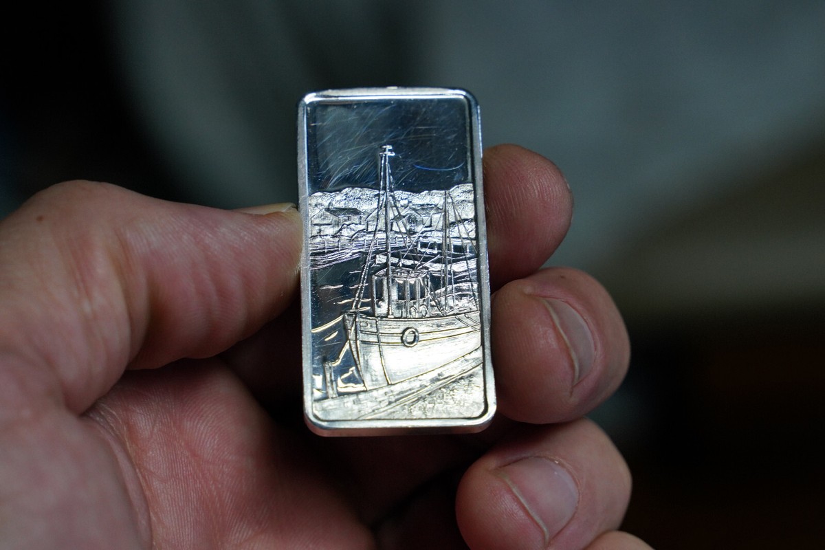 1974 America Beautiful SEA PORT ship sea ocean 1oz 999 fine Silver