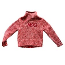 McGregor Red Heathered Full Zip Knit Sweater Embroidered Patch Size 104 Boys M