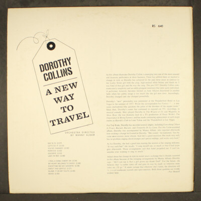 ['60年USモノプロモ盤LP]ドロシー・コリンズ/ニューウェイトゥトラベル 60年USモノプロモ盤LP]ドロシー・コリンズ/ニューウェイトゥトラベル