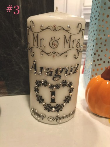 Custom Candles Anniversary/wedding made with Swarovski crystals Monogram Candle - Picture 9 of 11
