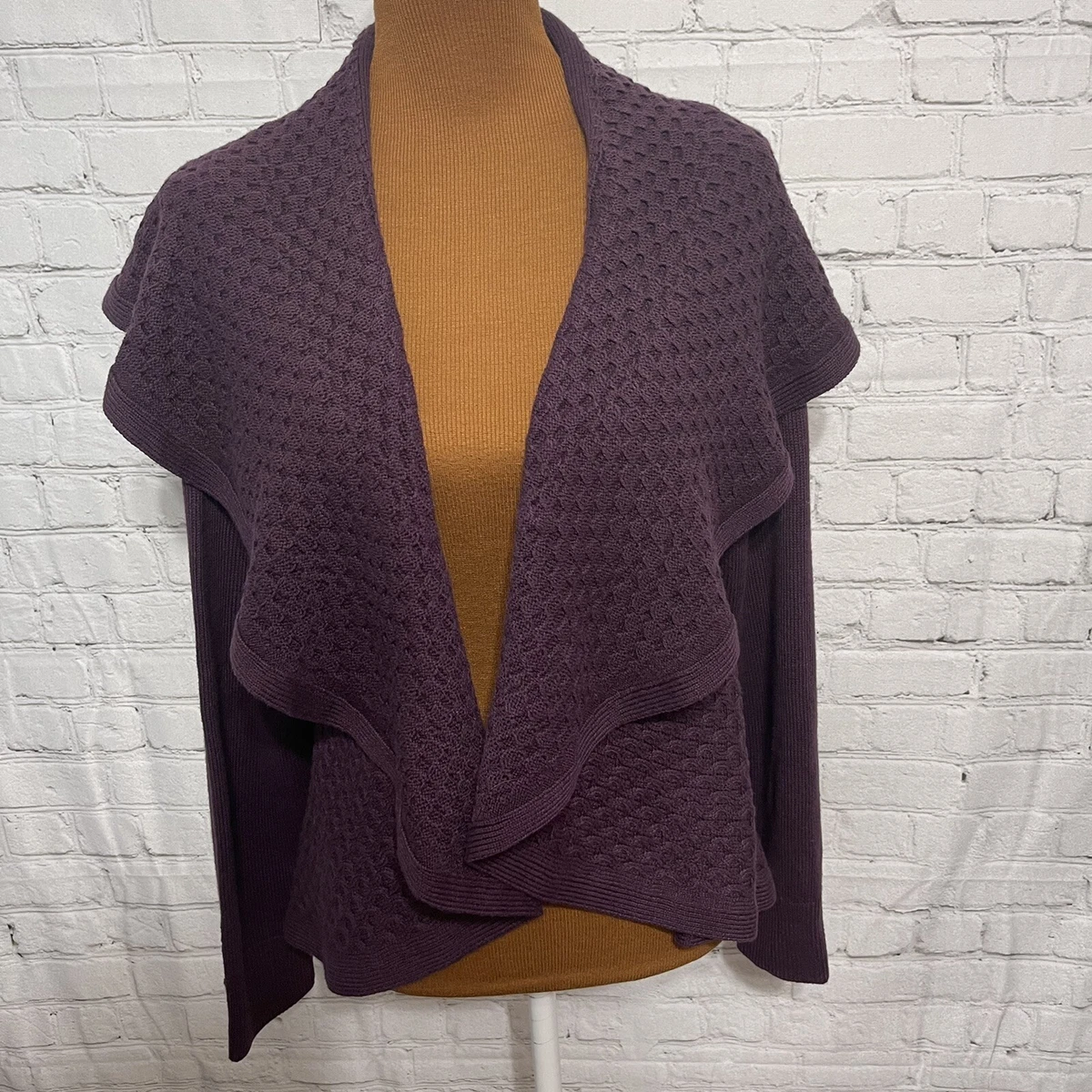GH Bass Cardigan Open Front Circle Shawl Collar Sweater Knit Size