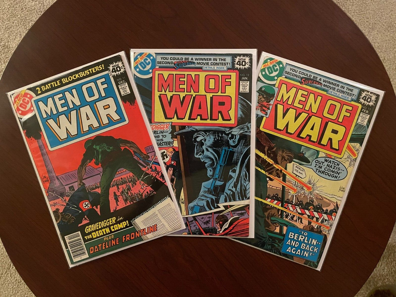 (Lot of 3 Comics) Men of War #11 #12 & #13 (DC 1978-79) Joe Kubert WWII 6.0 FN