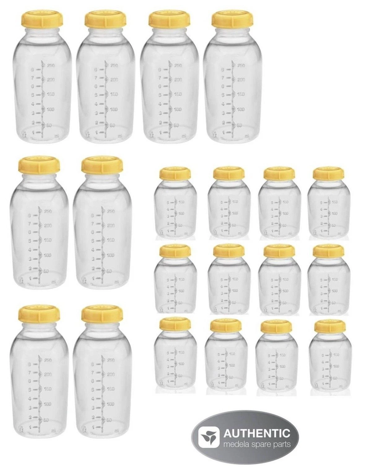 MEDELA BREASTMILK COLLECTION STORAGE FEEDING BOTTLE SET w/lid 12-5oz & 8-8oz NEW