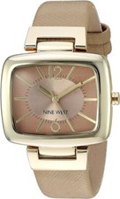 Nine West Women's Strap Watch Beige Gold