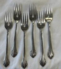 Oneida Ltd Stainless Repose Salad Fork Floral Rogers 6 Pc Set