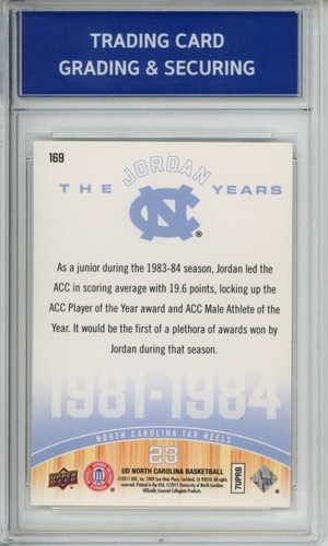 2010 UPPER DECK NORTH CAROLINA #169 MICHAEL JORDAN TCGS MINT+ 9.5 - Picture 2 of 2