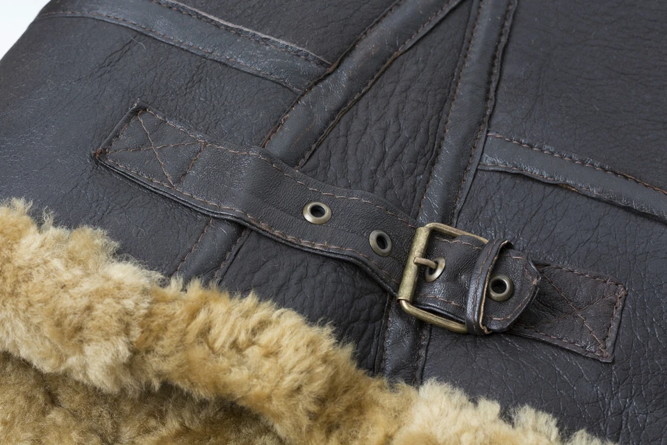 Schaffelljacke Fliegerjacke B-3 Lederjacke Winter Piloten Jacke Leder braun NEU - Bild 4 von 4