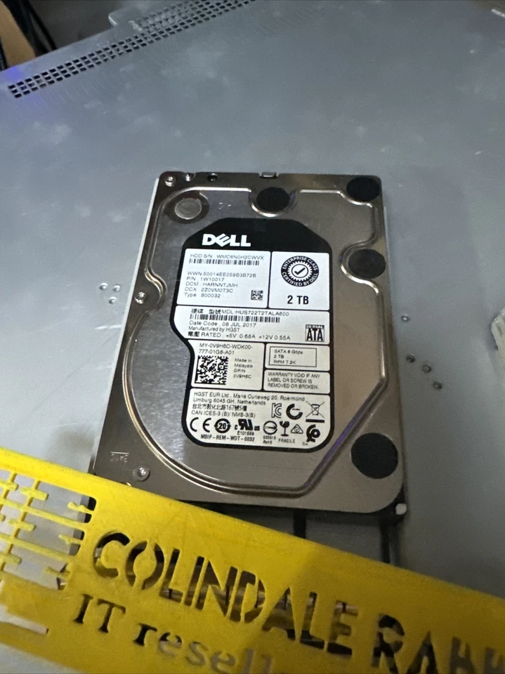 DELL HITACHI 3.5" 2TB 7.2K 6GBPS SATA HARD DRIVE - V9H6C HUS722T2TALA600 - Image 3 of 4