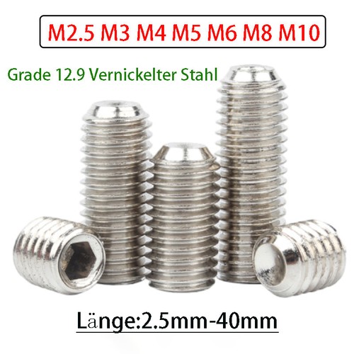 Stahl Innensechskan Gewindestift mit Konkavkopf Metrisch M2.5 M3 M4 M5 M6 M8 M10 - Picture 1 of 72