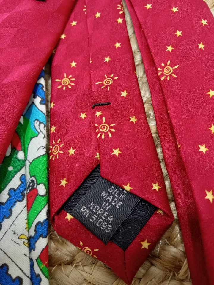 Corbata Snoopy Woodstock Cuello Seda Borgoña Papá Noel Foto 4 de 4