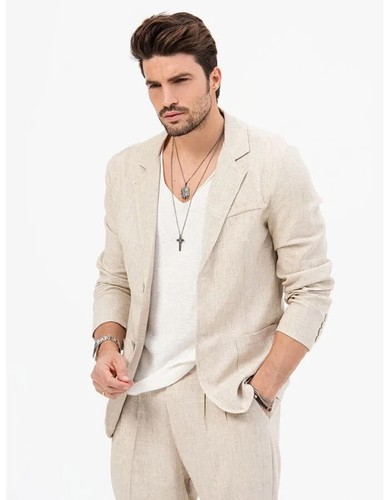 Lightweight Summer Linen Blazer Beige 