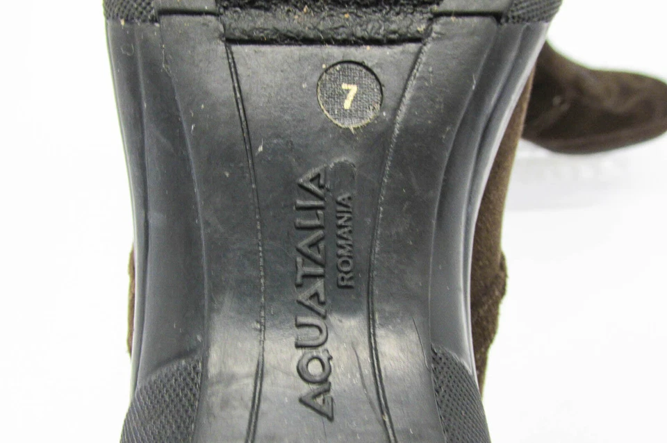 Bota Aquatalia Mujer Talla US 7M Marrón Gamuza Frontal Cremallera Tobillo Usada vq Foto 3 de 4