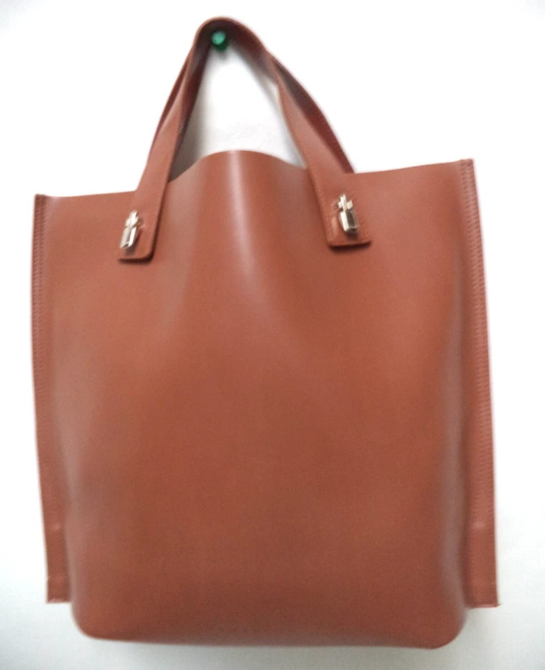 Lamarthe Leather tote bag purse brown handbag top handle medium size - Image 4 of 4