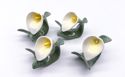 4er Set Vintage Porzellan Serviettenring  Calla  Fine Bone China | 5 cm