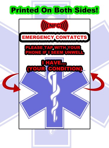Personalised NFC medical alert wallet/phone card - Picture 4 of 4