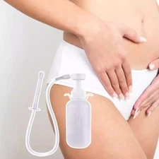 300ml Pump Action Douche Enema Bottle with Nozzle Vaginal Anal Cleaning Unisex