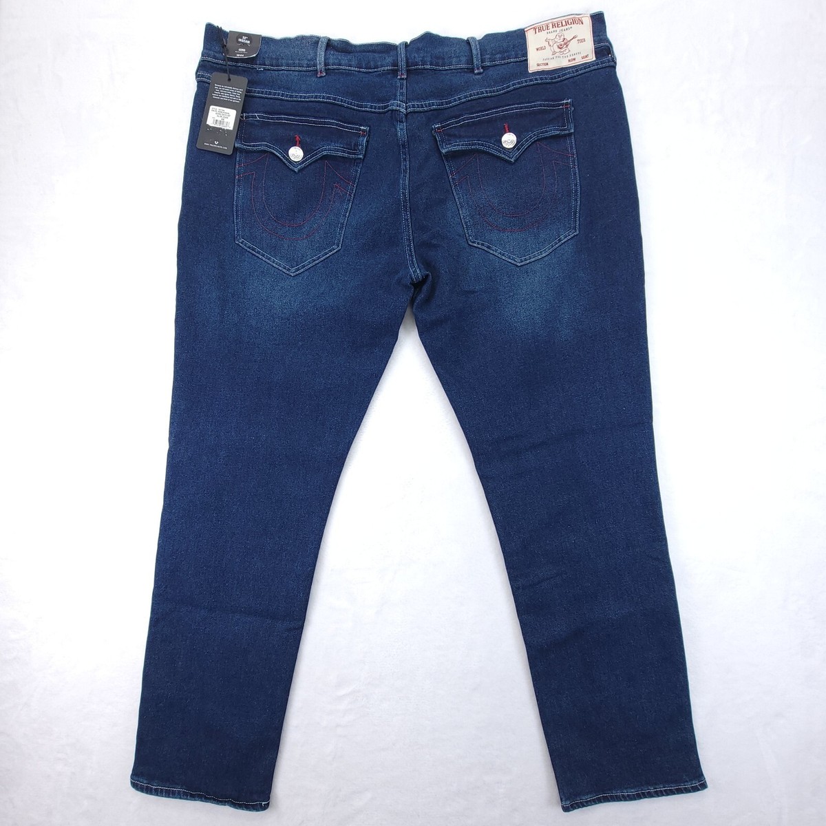 True Religion Mens Geno Flap Slim Fit Jeans Dark Blue 107796 Size 44