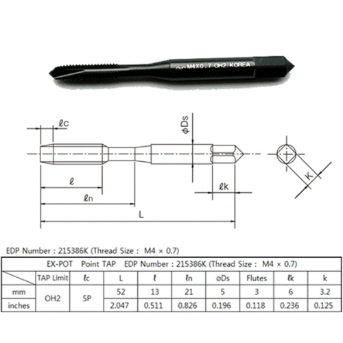 10ea M4 x 0.7 OH2 SPIRAL POINT Steam Oxided TAP HSSE OSG  - Picture 4 of 5