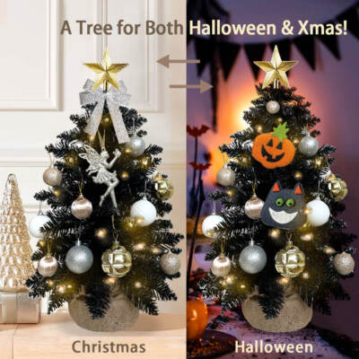 2FT Halloween Decoration Tabletop Christmas Tree with Lights and