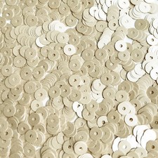 5mm Flat Sequins Cream Vanilla Opaque Satin Pearl Medium Hole Made in USA