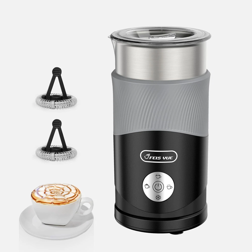 Milk Frother Automatic Electric 4-In-1 12Oz Steamer for Coffee Latte Black