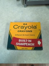 Vintage Crayola 64 Crayons Box with Built-In Sharpener