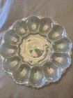 Vintage Fire King WHITE LUSTRE Luster Egg Plate Serving Tray Super Rare 10”