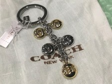 NWT Coach Gold Silver Letters Key Chain Fob Charm F65430 Rare